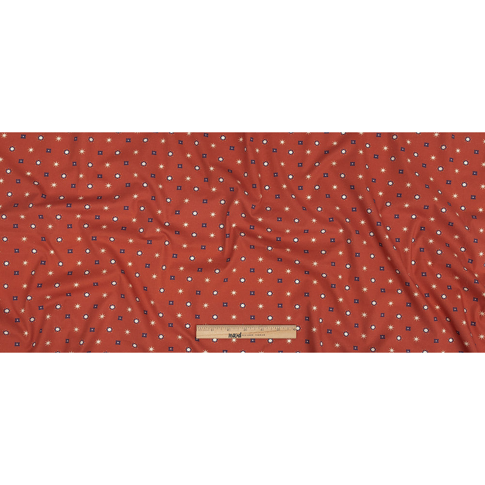 Mood Exclusive Orange Stars n’ Squares Stretch Cotton Poplin Full