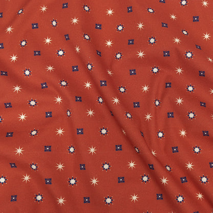 Mood Exclusive Orange Stars n’ Squares Stretch Cotton Poplin