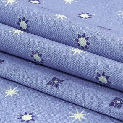 Mood Exclusive Periwinkle Stars n’ Squares Stretch Cotton Poplin Folded
