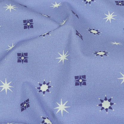 Mood Exclusive Periwinkle Stars n’ Squares Stretch Cotton Poplin Detail