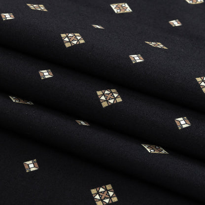 Mood Exclusive Black Geometric Gems Stretch Cotton Poplin Folded