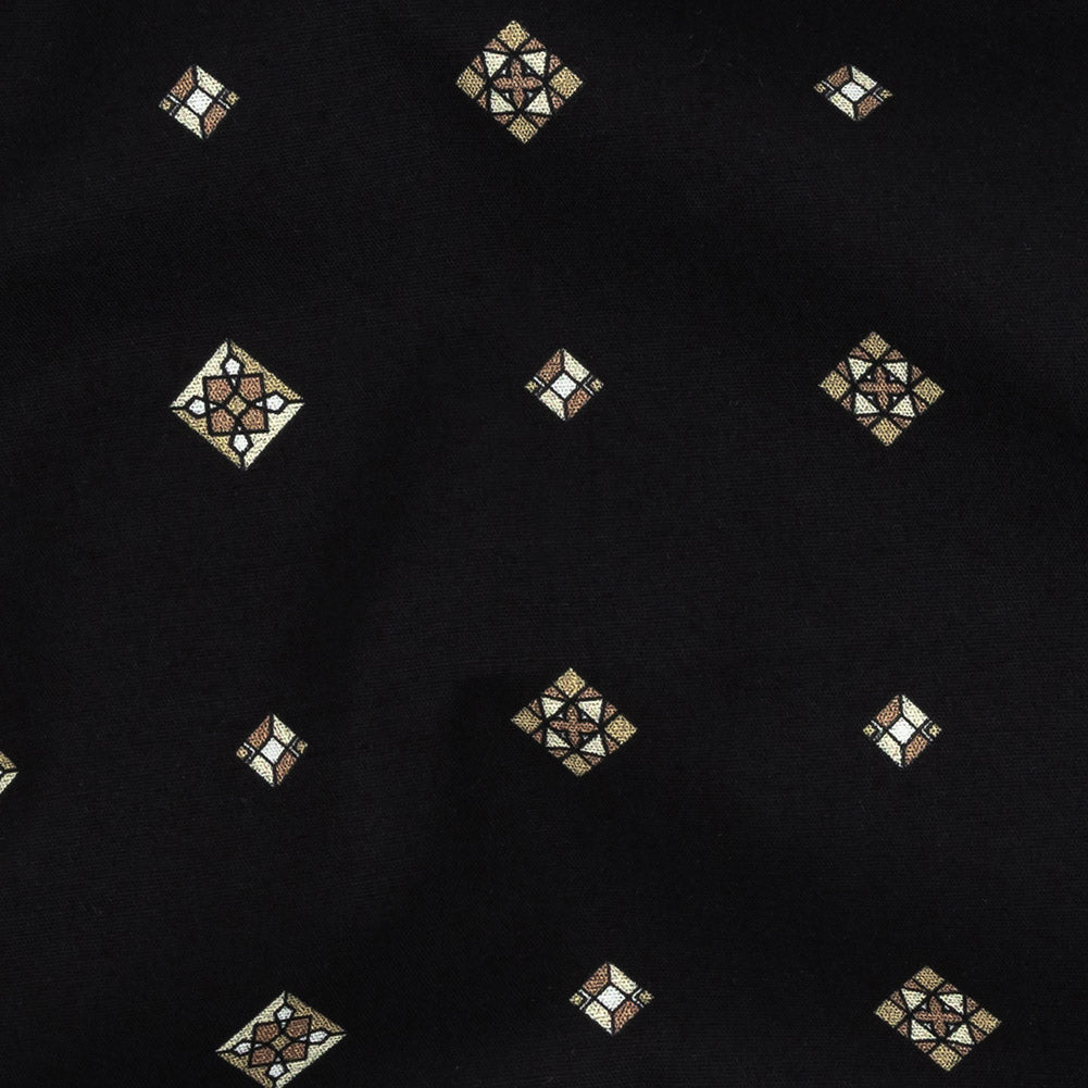 Mood Exclusive Black Geometric Gems Stretch Cotton Poplin Detail