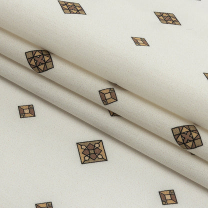 Mood Exclusive Off-White Geometric Gems Stretch Cotton Poplin Folded