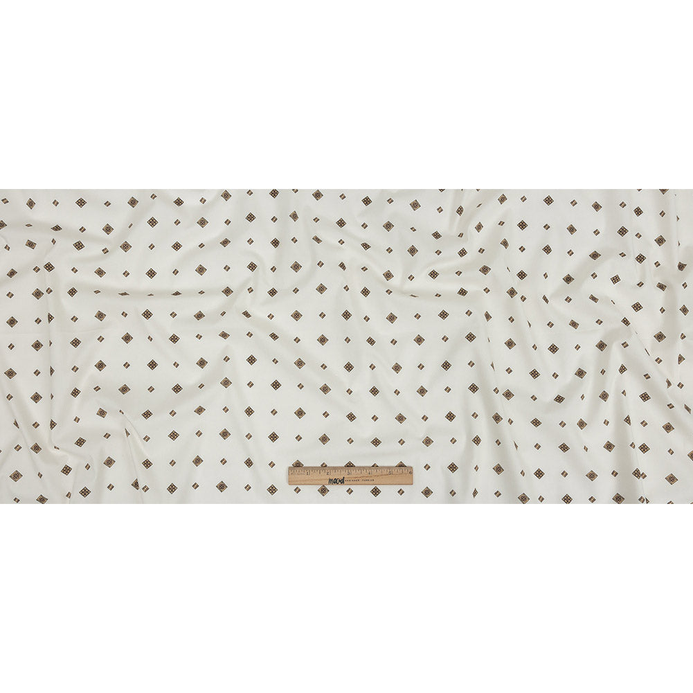 Mood Exclusive Off-White Geometric Gems Stretch Cotton Poplin Full