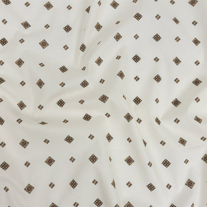 Mood Exclusive Off-White Geometric Gems Stretch Cotton Poplin