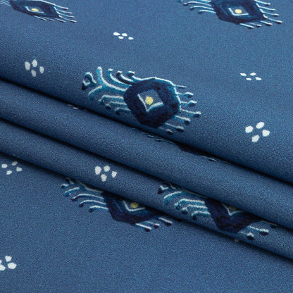 Mood Exclusive Dusty Blue Evil Eye Stretch Cotton Poplin Folded
