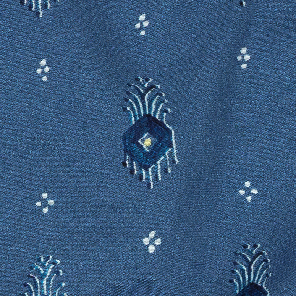 Mood Exclusive Dusty Blue Evil Eye Stretch Cotton Poplin Detail