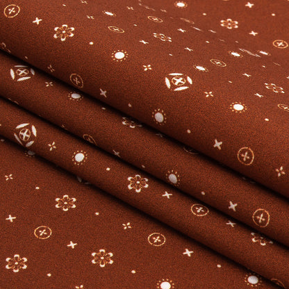 Mood Exclusive Terracotta Celestial Shapes Stretch Cotton Poplin Folded