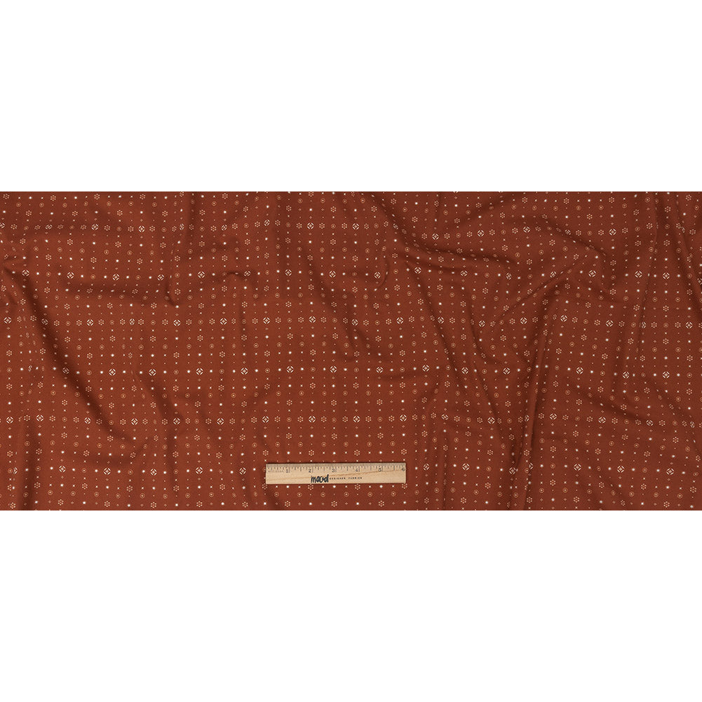 Mood Exclusive Terracotta Celestial Shapes Stretch Cotton Poplin Full