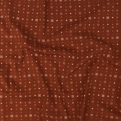 Mood Exclusive Terracotta Celestial Shapes Stretch Cotton Poplin