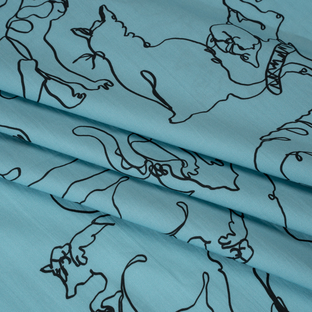 Mood Exclusive Blue Kitty Kraze Cotton Poplin