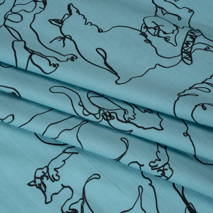 Mood Exclusive Blue Kitty Kraze Cotton Poplin