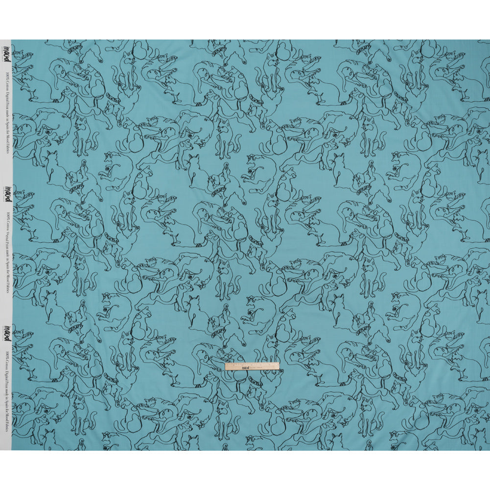 Mood Exclusive Blue Kitty Kraze Cotton Poplin