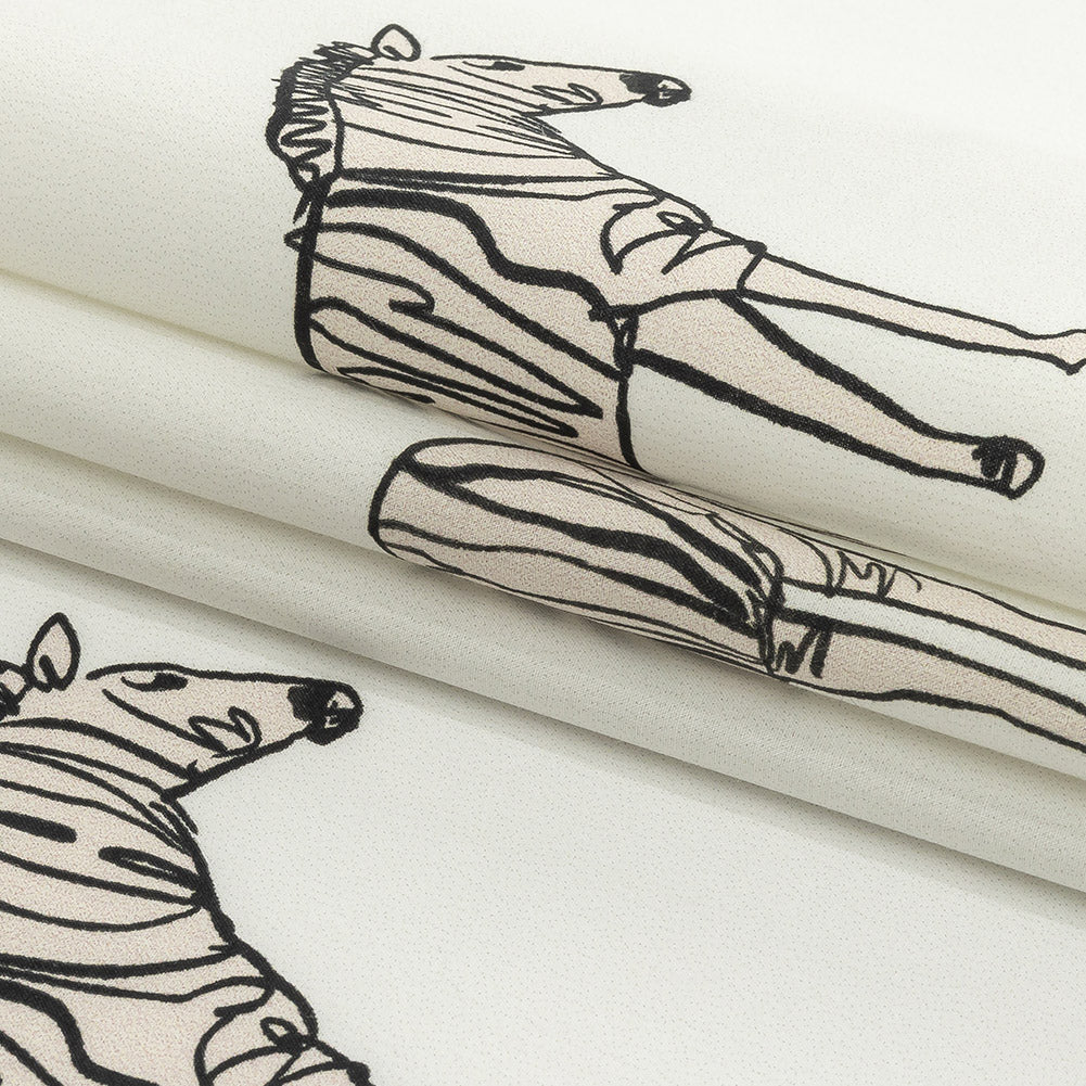 Mood Exclusive White Zany Zebras Cotton Poplin Folded