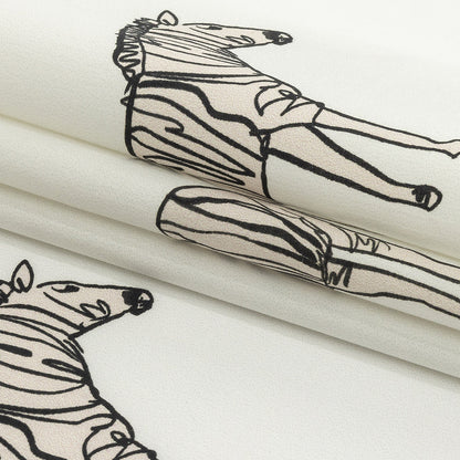 Mood Exclusive White Zany Zebras Cotton Poplin Folded