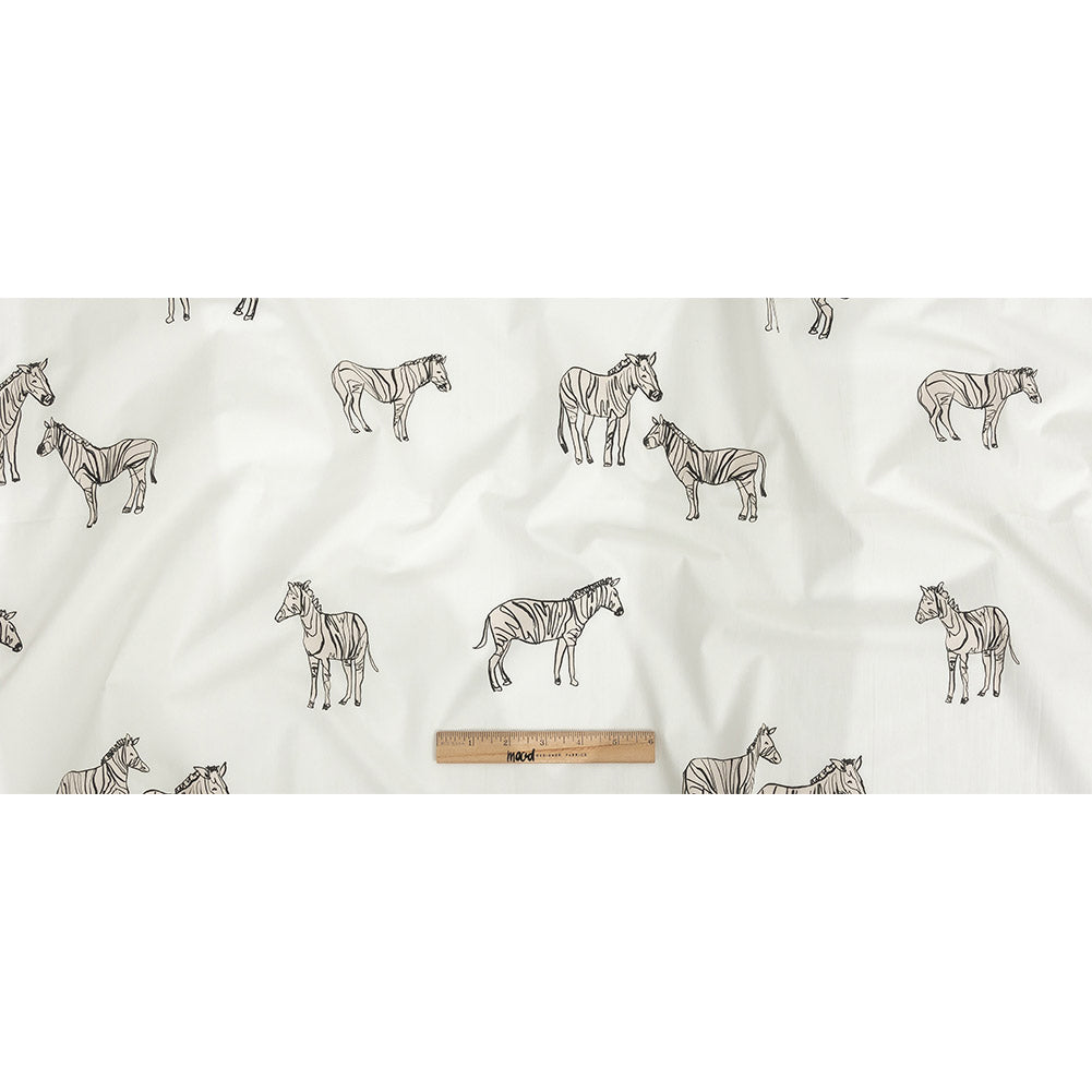 Mood Exclusive White Zany Zebras Cotton Poplin Full