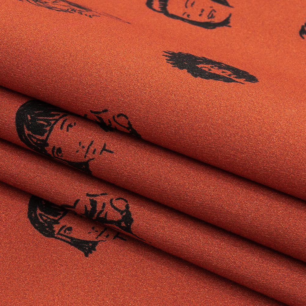 Mood Exclusive Warm Red Talking Heads Stretch Brushed Cotton Twill Folded