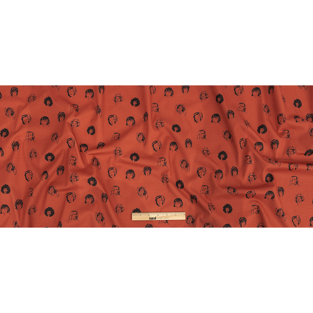 Mood Exclusive Warm Red Talking Heads Stretch Brushed Cotton Twill Full