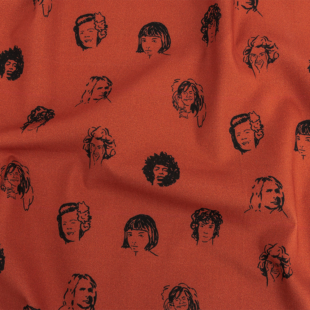 Mood Exclusive Warm Red Talking Heads Stretch Brushed Cotton Twill