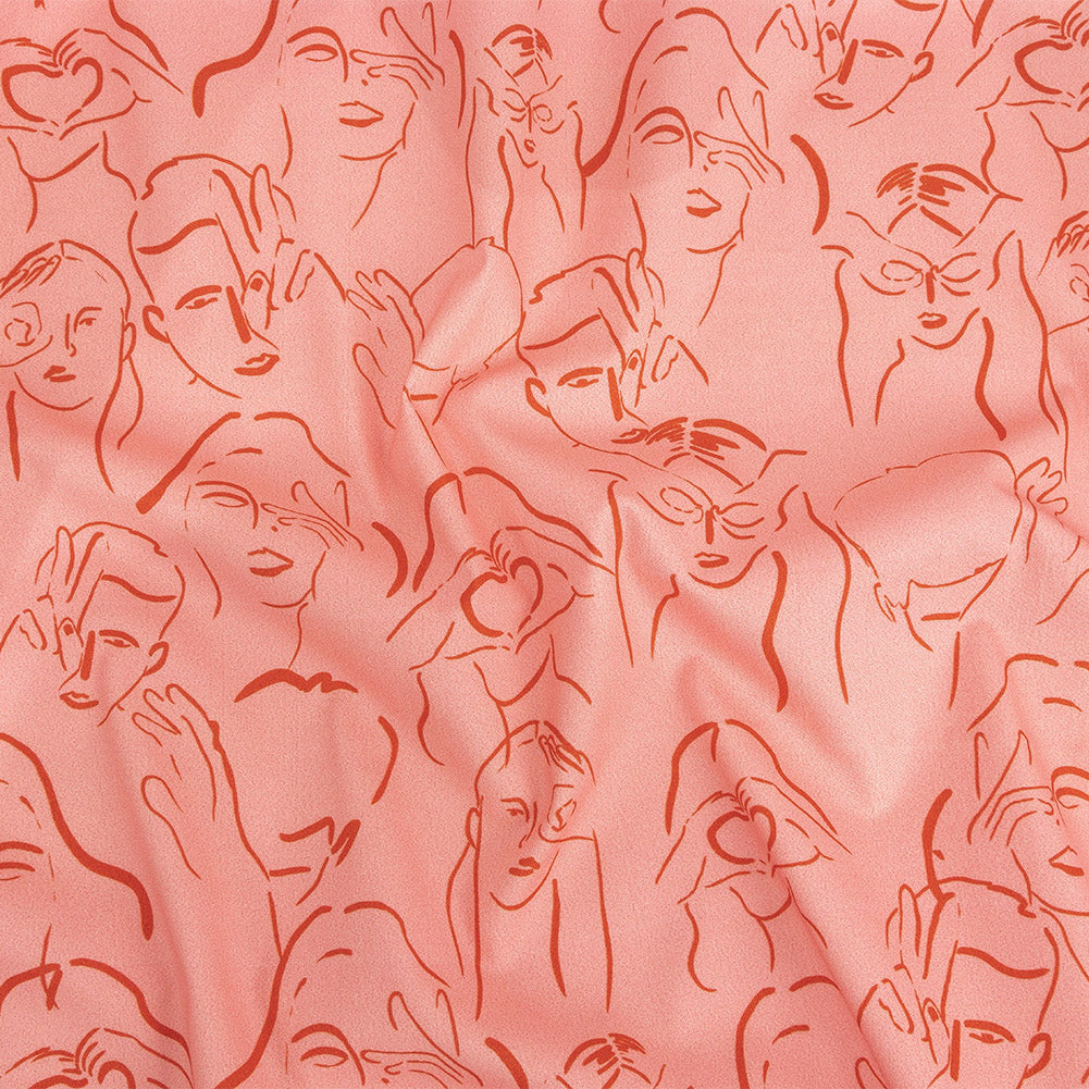 Mood Exclusive Pink Language of Love Stretch Brushed Cotton Twill