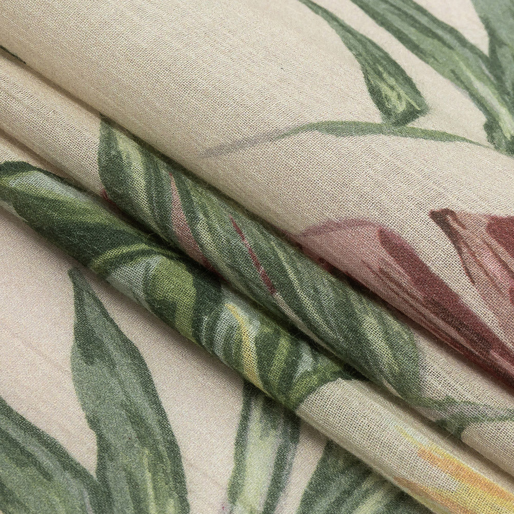 Mood Exclusive Beige Frond Feelings Crinkled Cotton Voile Folded