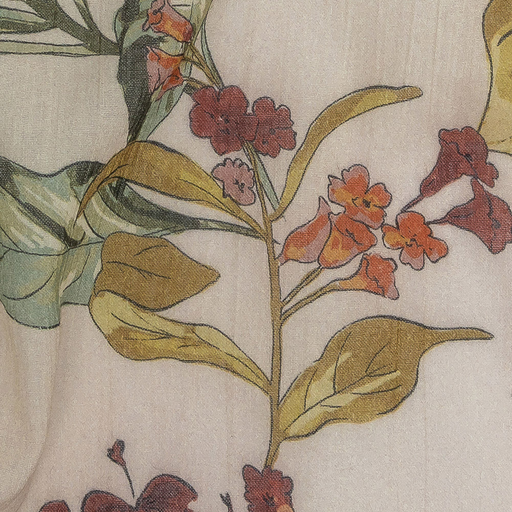 Mood Exclusive Beige Verdant Investigation Crinkled Cotton Voile Detail