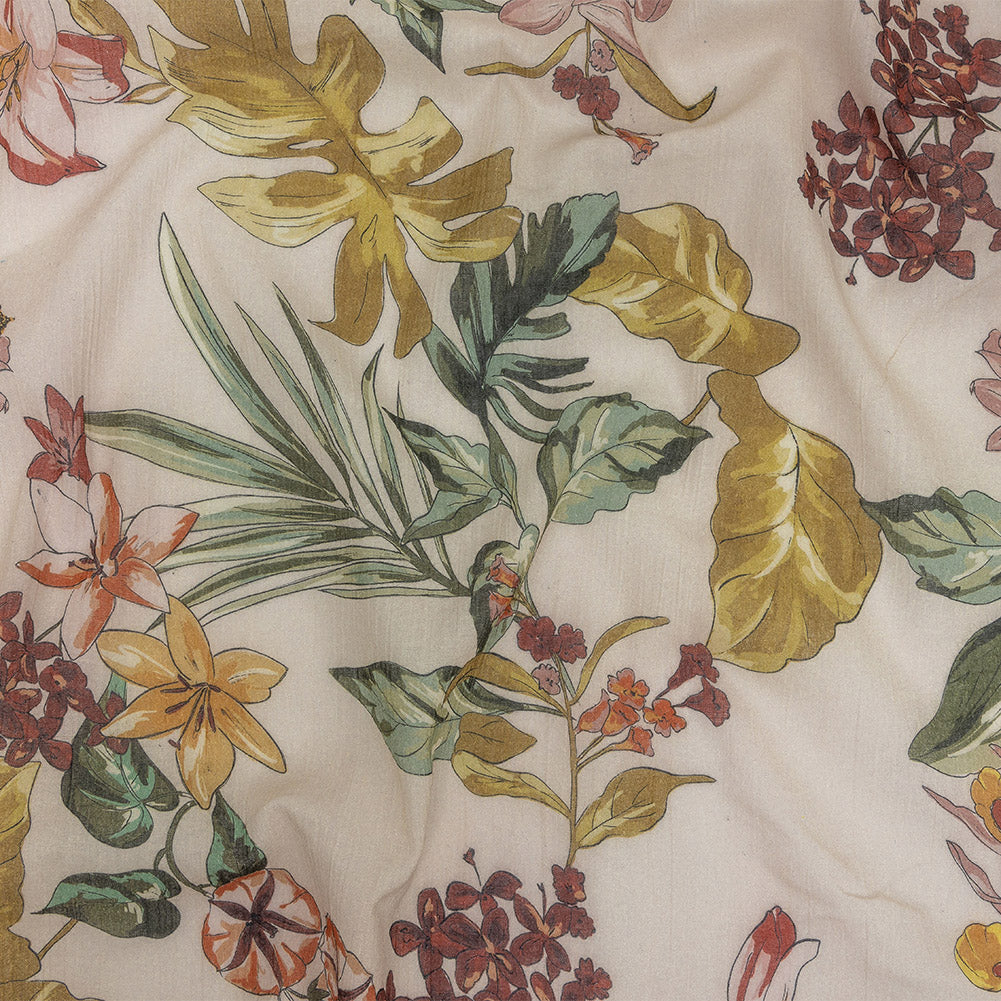 Mood Exclusive Beige Verdant Investigation Crinkled Cotton Voile