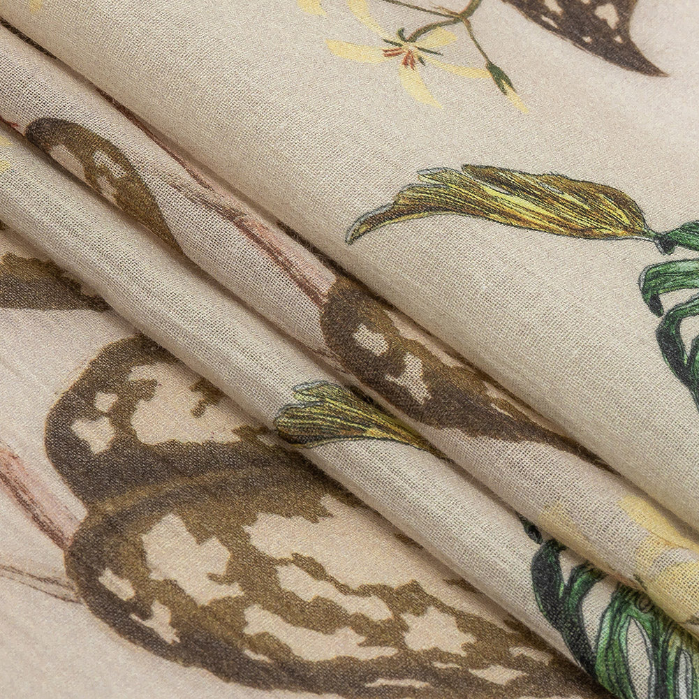 Mood Exclusive Beige Naturalist's Notebook Crinkled Cotton Voile Folded