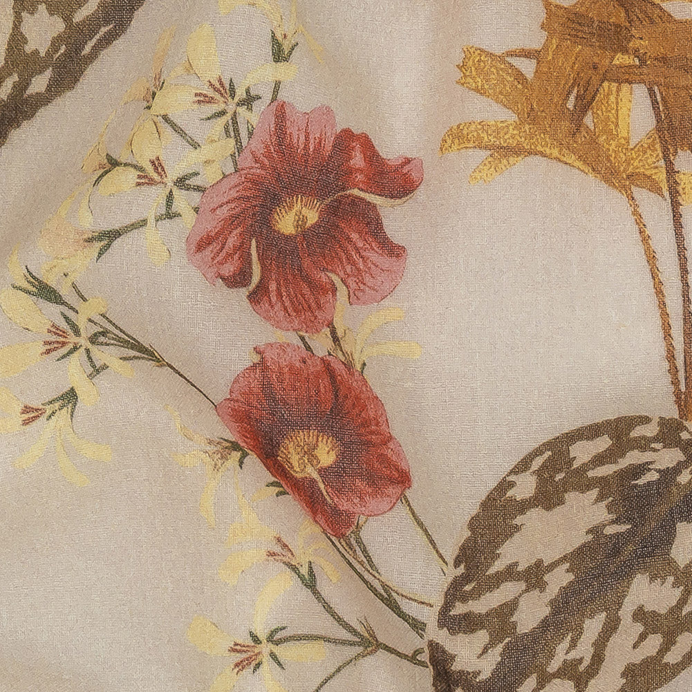 Mood Exclusive Beige Naturalist's Notebook Crinkled Cotton Voile Detail