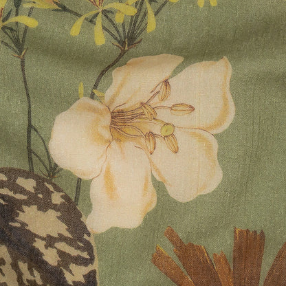 Mood Exclusive Pea Green Naturalist's Notebook Crinkled Cotton Voile Detail
