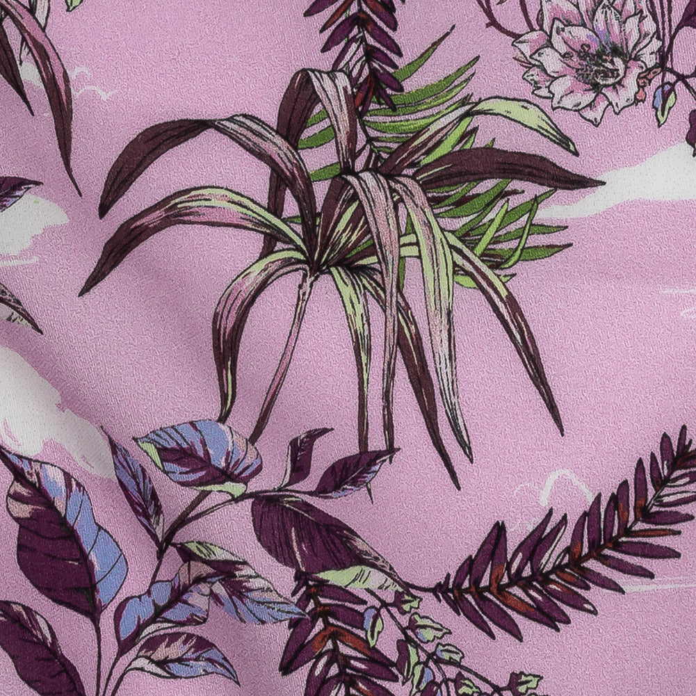 Mood Exclusive Lilac Ferns and Friends Cotton Voile Detail