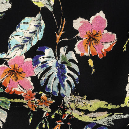Mood Exclusive Black Hibiscus Haven Cotton Voile Detail