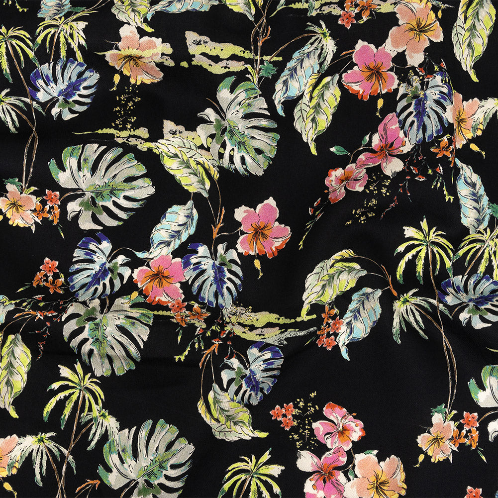 Mood Exclusive Black Hibiscus Haven Cotton Voile