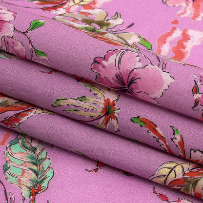 Mood Exclusive Pink Lavender Hibiscus Haven Cotton Voile Folded
