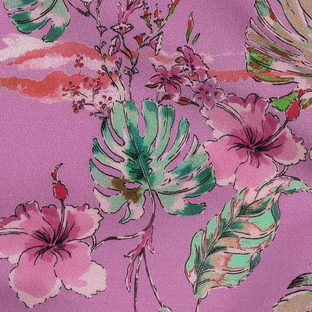 Mood Exclusive Pink Lavender Hibiscus Haven Cotton Voile Detail