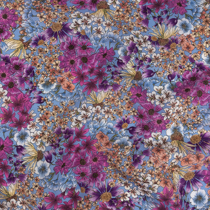 Mood Exclusive Periwinkle Patchwork Perennials Cotton Voile