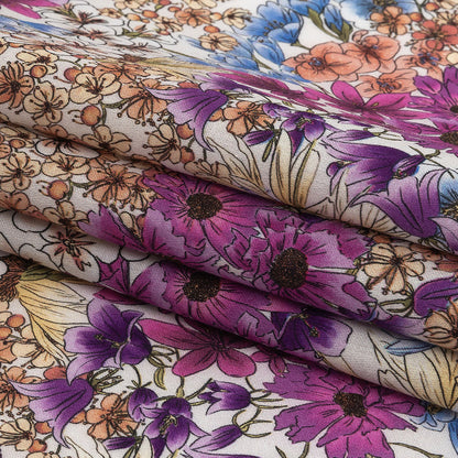 Mood Exclusive White Patchwork Perennials Cotton Voile Folded