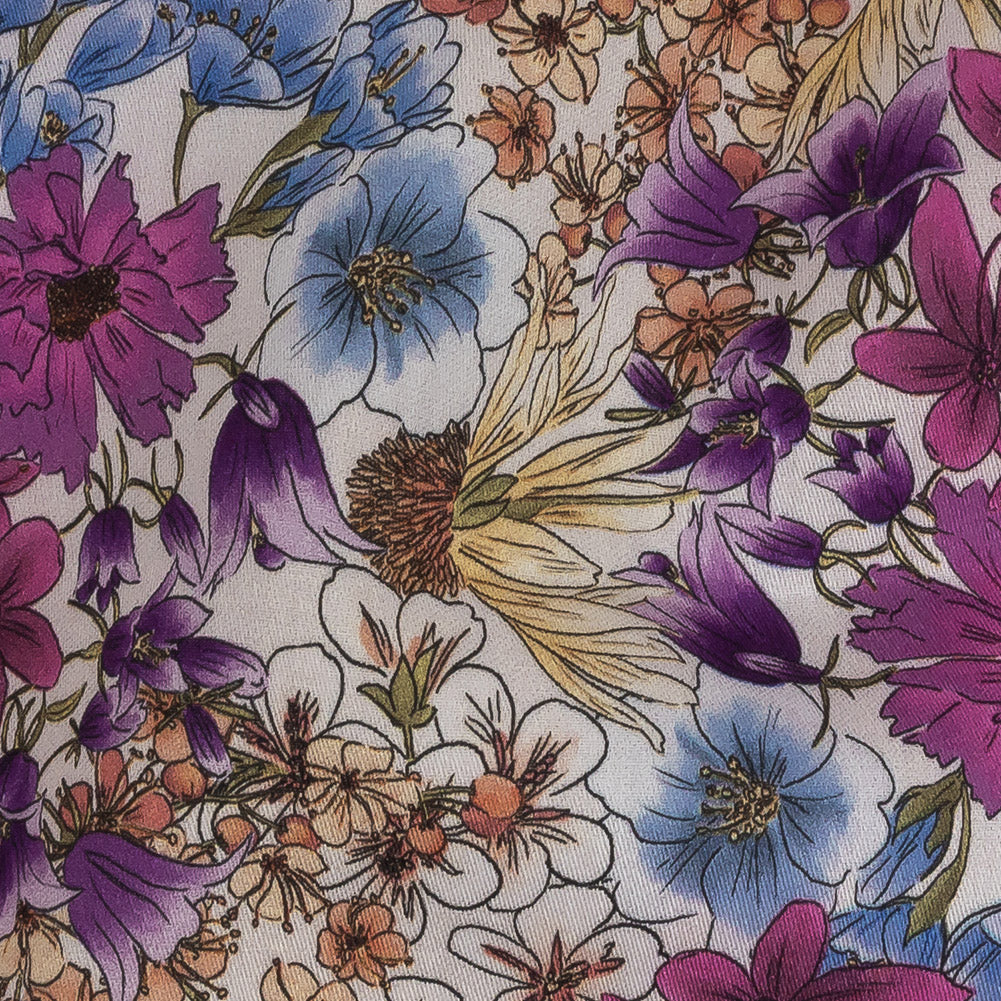 Mood Exclusive White Patchwork Perennials Cotton Voile Detail