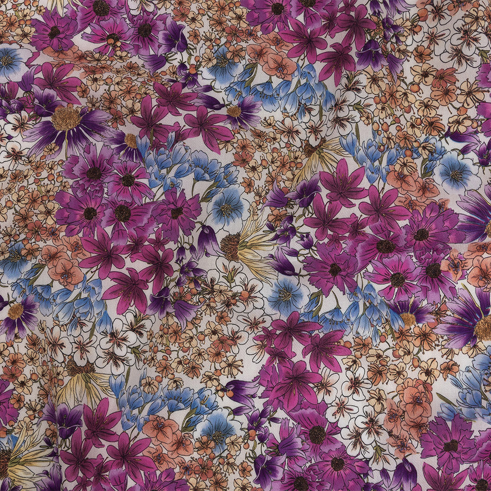 Mood Exclusive White Patchwork Perennials Cotton Voile