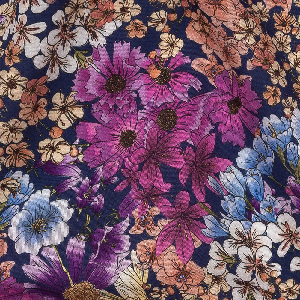 Mood Exclusive Navy Patchwork Perennials Cotton Voile Detail