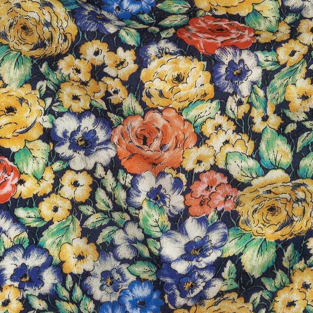 Mood Exclusive Navy Bountiful Blossoms Cotton Voile Detail