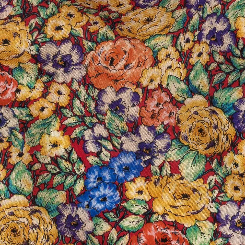Mood Exclusive Red Bountiful Blossoms Cotton Voile Detail