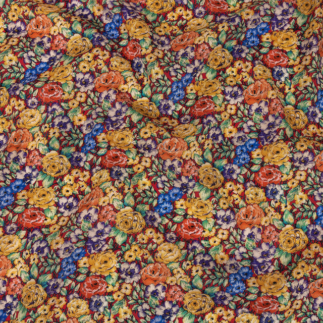 Mood Exclusive Red Bountiful Blossoms Cotton Voile