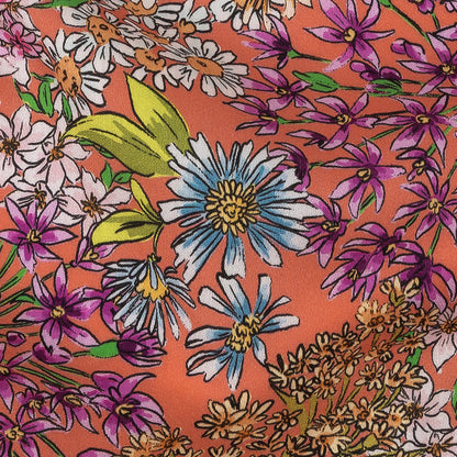 Mood Exclusive Coral Dainty Daisies Cotton Voile Detail