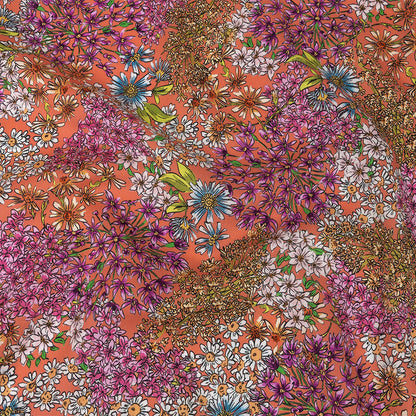 Mood Exclusive Coral Dainty Daisies Cotton Voile