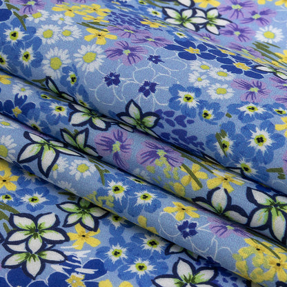 Mood Exclusive Sky Blue Forget Me Not Flourishes Cotton Voile Folded