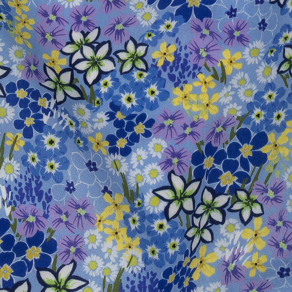 Mood Exclusive Sky Blue Forget Me Not Flourishes Cotton Voile Detail