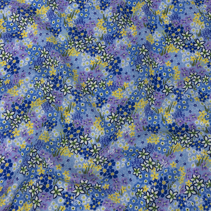 Mood Exclusive Sky Blue Forget Me Not Flourishes Cotton Voile