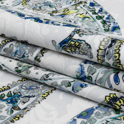 Stretch Floral Jacquard Print - Blue Paisley - Mood Exclusive Stratagem Sophistication Folded