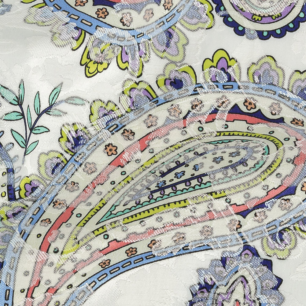Stretch Floral Jacquard Print - Navy and White Paisley - Mood Exclusive Grandiose Gems Detail